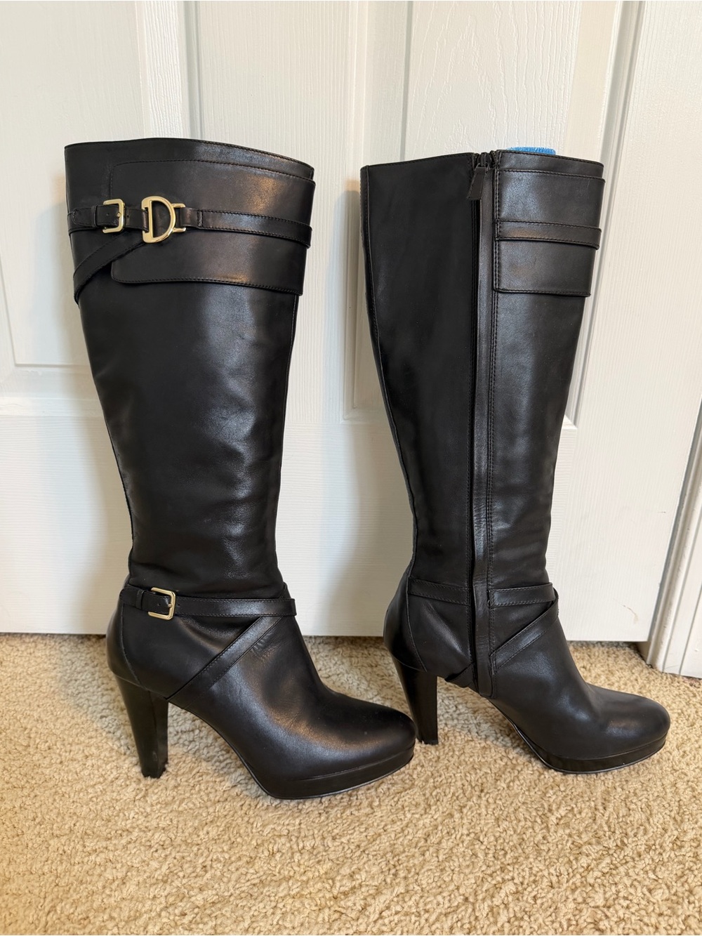 Cole Haan Nike Air Technology Poppy Bit Black Boot Heels Size 9
